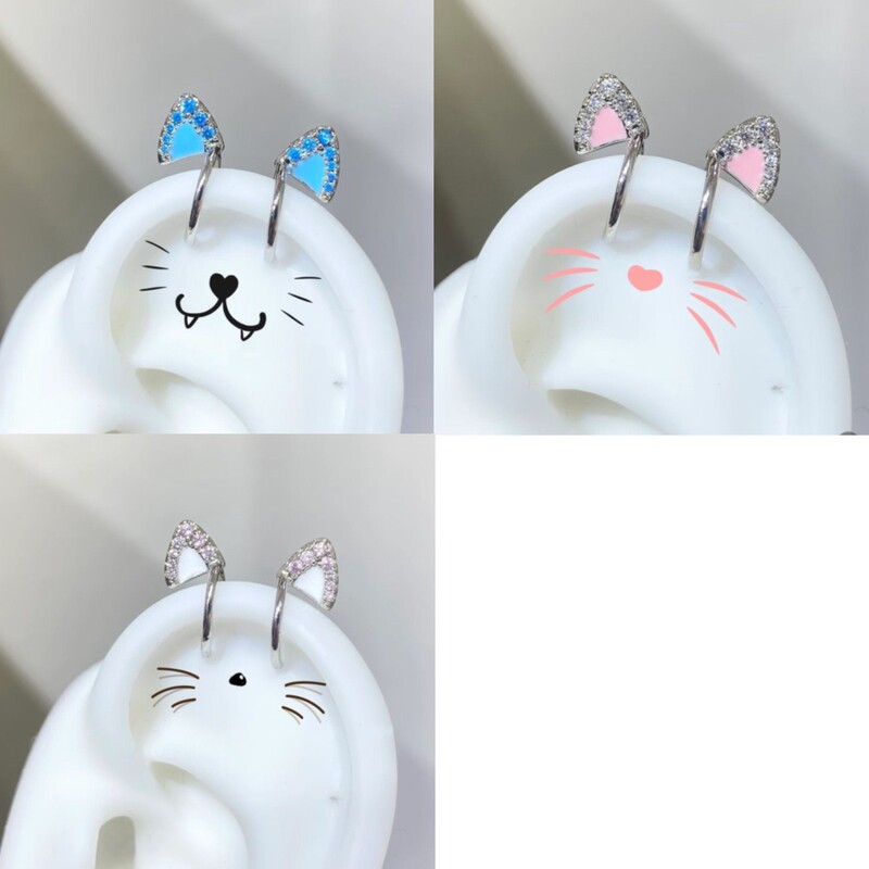 Kitten Ear Clips for Cats Without Pierced Ears, Fashionable, Cute, Kawaii, Sweet, Girly, Niche, and Unique Kitten Ear Clips for Cats Without Pierced Ears, Fashionable, Cute, Kawaii, Sweet, Girly, Niche, and Unique