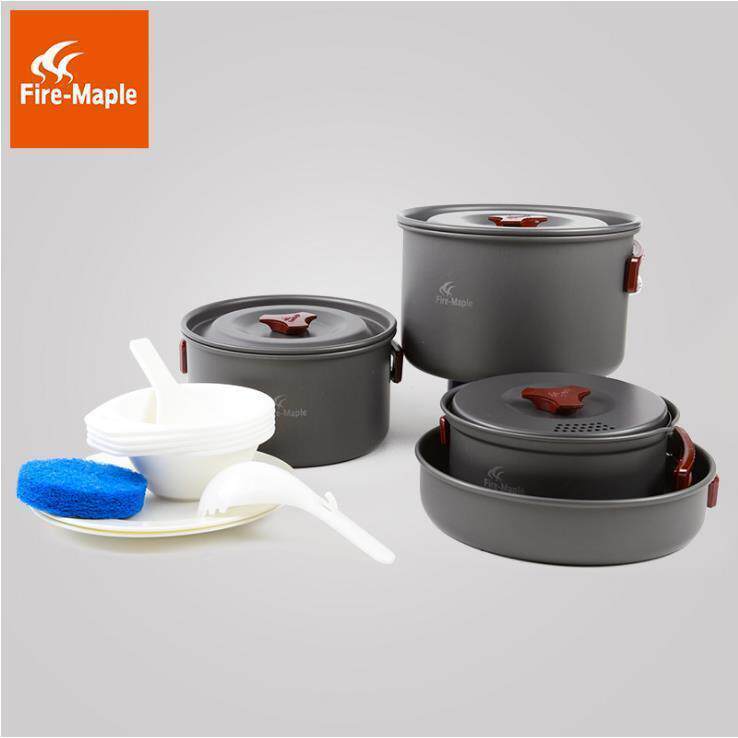 Fire Maple FMC-206 Outdoor Camping Picnic 4-5 People Portable Combine Large Cover Pan Cookware Frying Pan Mesh Bag Containing