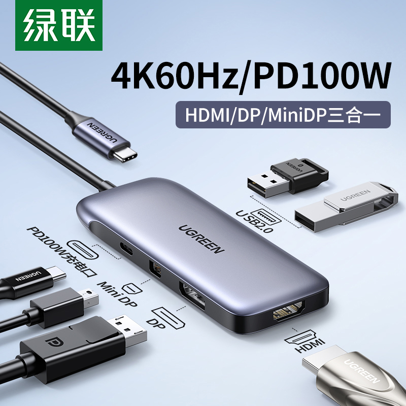 Greenlink Type-C Docking Station Thunderbolt 3/4 to Displayport Video Mini Dp Interface HDMI Display