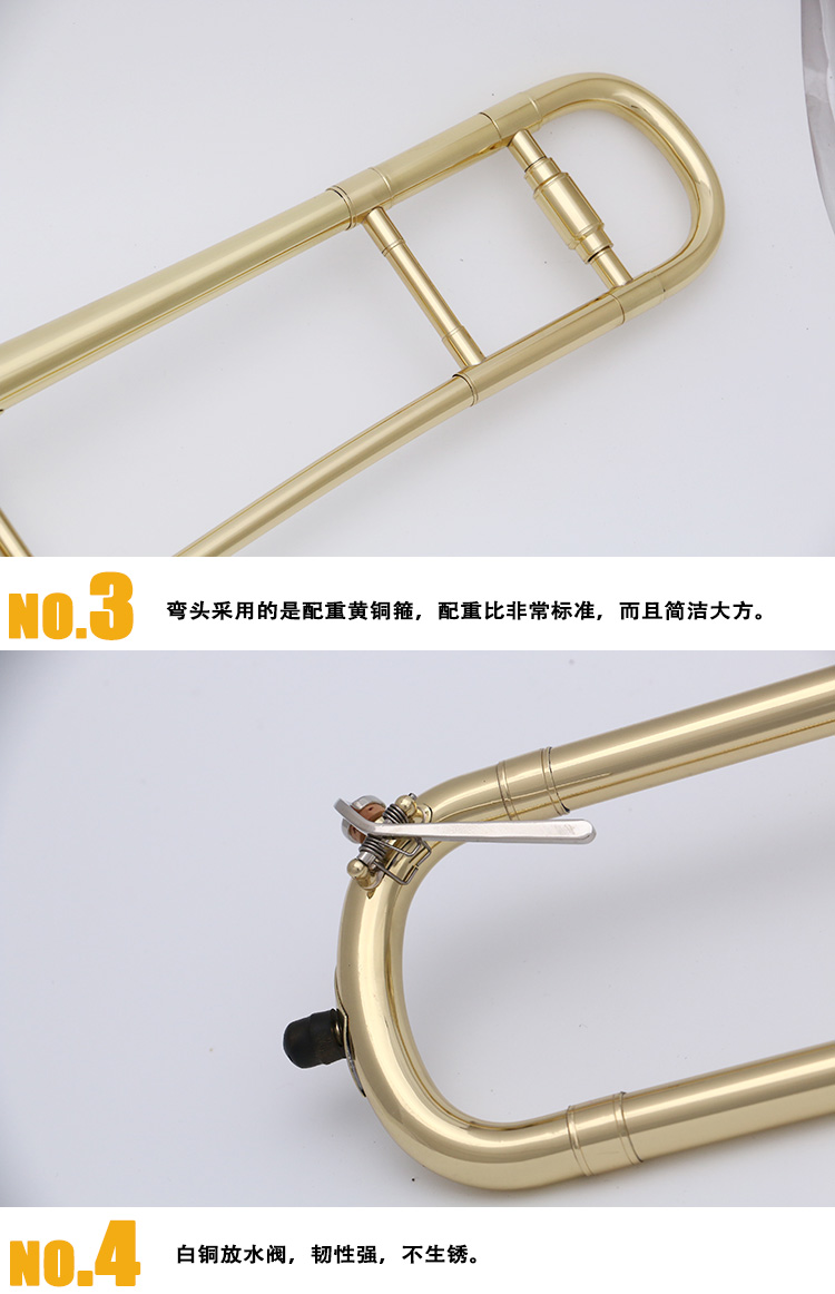 Authentic trombone cherry Trombone STB-E420 alto trombone kéo ống trombone cụ thả E-direction instrument Đài Loan - Nhạc cụ phương Tây kèn