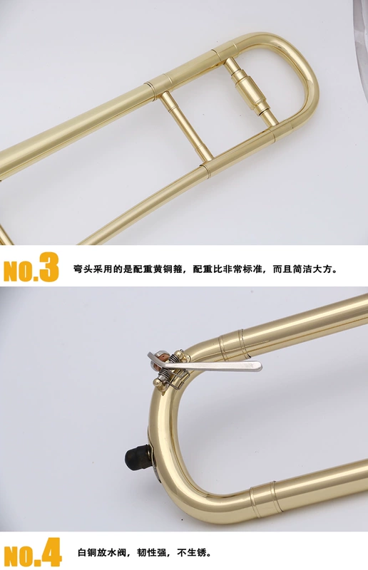 Authentic trombone cherry Trombone STB-E420 alto trombone kéo ống trombone cụ thả E-direction instrument Đài Loan - Nhạc cụ phương Tây