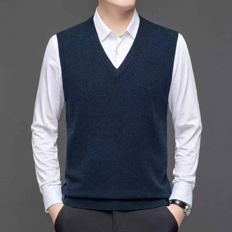 Xinjiang Wool Vest for Middle-Aged Men, V-Neck Sleeveless Sweater, New Autumn and Winter Style, Dad's Casual Vest Xinjiang Wool Vest for Middle-Aged Men, V-Neck Sleeveless Sweater, New Autumn and Winter Style, Dad's Casual Vest