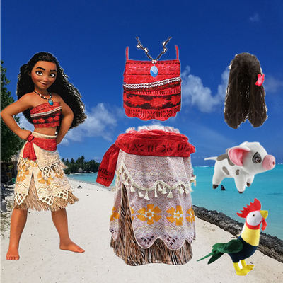 moana Disney girls' dress, Moana Princess dress, daughter beach swimsuit, children's clothing, toys/pigs