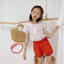 Girl short sleeve suit Han Fan casual thin underpants mid-boy baby turned collar shirt blouses in two sets