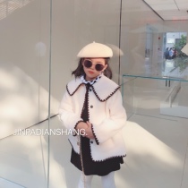 2022 new children thickened lamb suede jacket girl autumn winter small fragrant wind plus suede blouses baby winter clothing