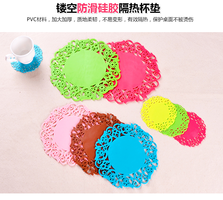 Sáng tạo dày rỗng silicone cup mats cup cách nhiệt mat nhiệt chống nóng pad chống trượt bát mat placemat mat