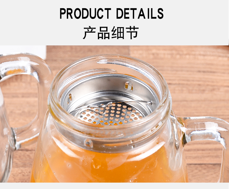 Thủy tinh chịu nhiệt xách tay tea cup creative dễ thương xử lý văn phòng cup với nắp với bộ lọc ngăn trà