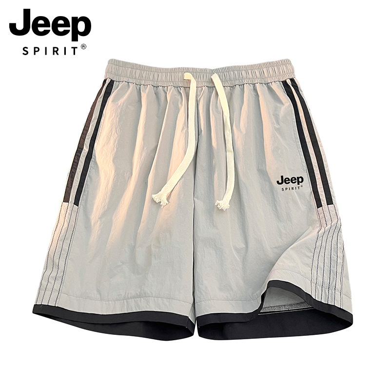 Jeep Sports Shorts for Men, Summer 2026 New Quick-Drying Casual Beach Basketball Shorts, Youth American-Style Striped Shorts