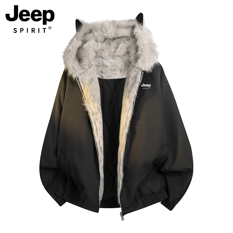 Jeep Zhaoshandiao Cat Ear Cotton Jacket for Women 2026 Winter New Furry Hooded Cotton Coat Thickened Padded Jacket Jeep Zhaoshandiao Cat Ear Cotton Jacket for Women 2026 Winter New Furry Hooded Cotton Coat Thickened Padded Jacket