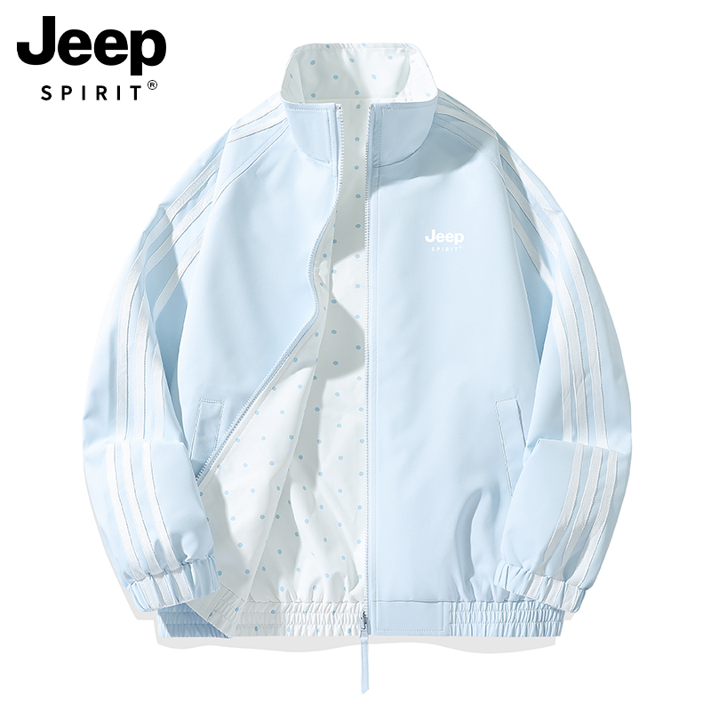 Jeep Women's Jacket 2026 New Autumn Style for Petite Figures, Reversible Striped Polka Dot Sports Stand-Collar Jacket Top Jeep Women's Jacket 2026 New Autumn Style for Petite Figures, Reversible Striped Polka Dot Sports Stand-Collar Jacket Top