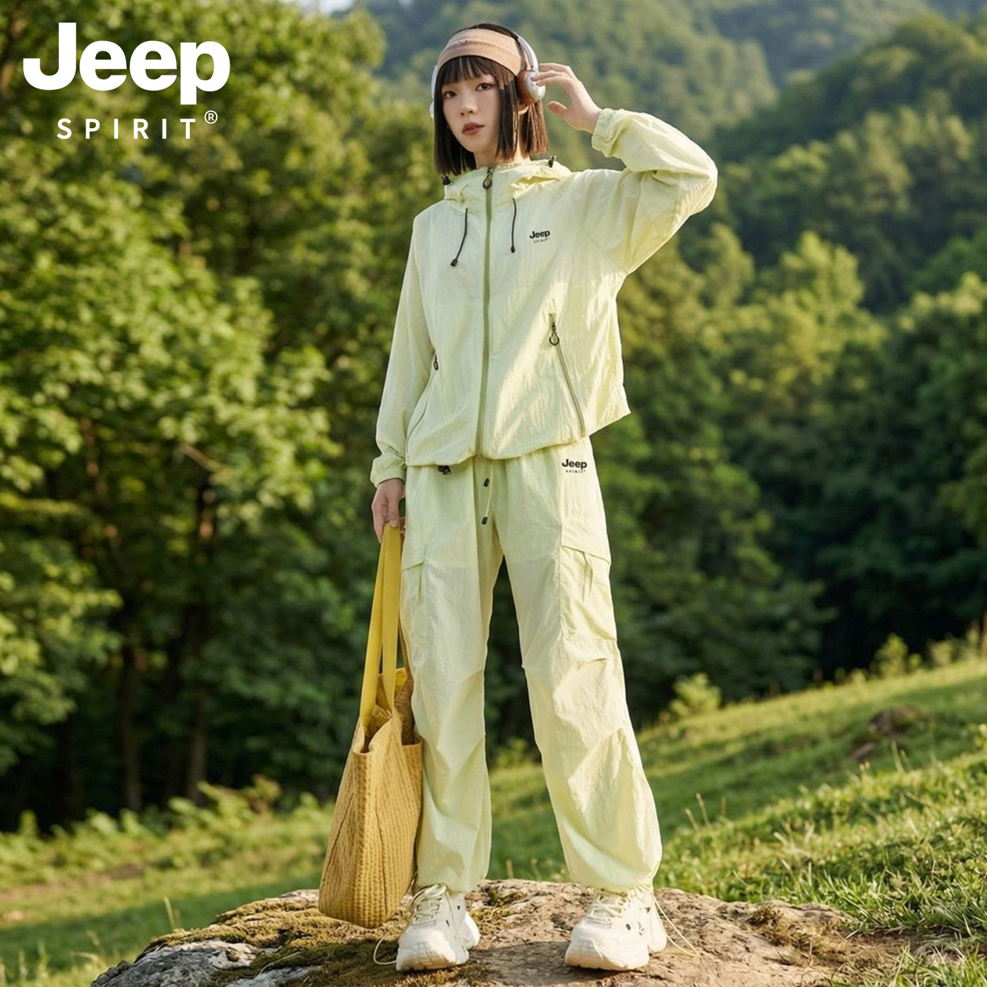 JEEP防晒衣套装女2026新款夏季防紫外线薄款速干登山运动服一整套