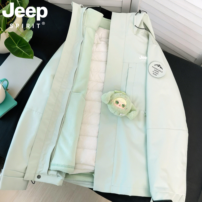 Jeep Green Jacket down Jacket Women's Winter 2026 New Windproof Three-In-One Liner Ski Jacket