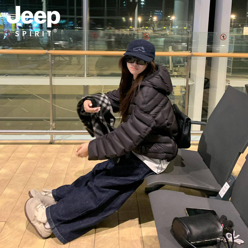 Jeep Black Lightweight Ribbed down Jacket for Women, 2026 New Winter Trendy Popular Style for Petite Figures Jeep Black Lightweight Ribbed down Jacket for Women, 2026 New Winter Trendy Popular Style for Petite Figures