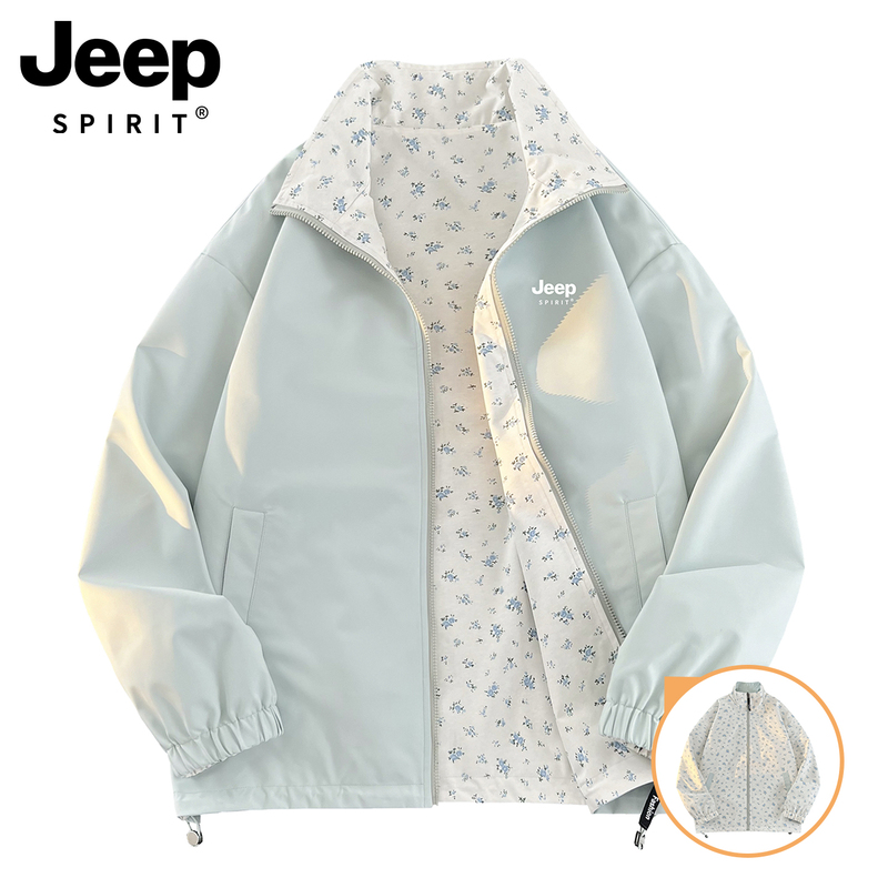 Jeep Reversible Jacket for Women 2026 New Spring Windproof Super Stylish Small Floral Preppy Style Jacket Windbreaker Jeep Reversible Jacket for Women 2026 New Spring Windproof Super Stylish Small Floral Preppy Style Jacket Windbreaker
