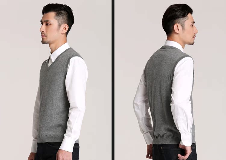 Di kangra / Dekai Jia cashmere vest mỏng kinh doanh áo len giản dị cổ chữ V không tay chạm đáy áo len nam - Áo len Cashmere áo hoodie cặp