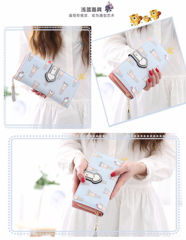 Ví nữ dài phần ví nữ Phiên bản Hàn Quốc của khóa túi xách tua rua túi xách nữ hoạt hình ví - Ví tiền bóp gucci