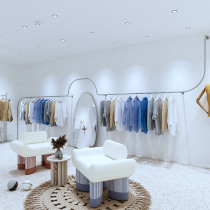 Clothing store custom-made wall-mounted display rack side-mounted shelf mens and womens clothing wall-mounted clothes hanger silver stainless steel rack