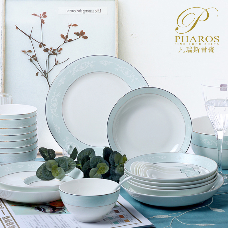 Fanrui's Tangshan Bone China Light Luxury Minimalist Modern European-Style Plate and Bowl Dinnerware Set Combination Athena Fanrui's Tangshan Bone China Light Luxury Minimalist Modern European-Style Plate and Bowl Dinnerware Set Combination Athena