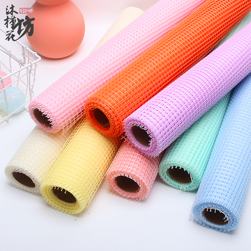 Korean-style grid yarn bouquet flower wrapping paper plain grid floral thick and hard all-match diy material batch
