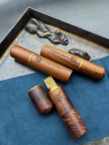 Pear wood brass toothpick holder portable creative toothpick storage box wooden mini travel home toothpick