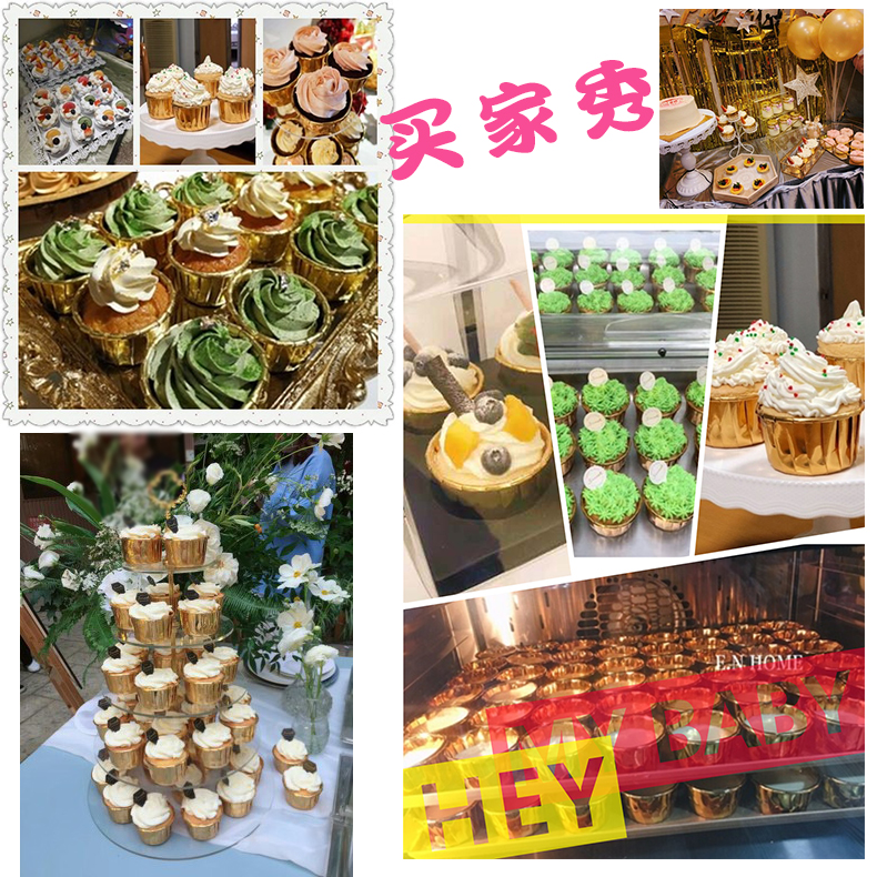 Cốc uốn lớn cốc vàng bánh giấy cốc nhiệt độ cao nướng hộ gia đình cán màng cuộn muffin cốc khuôn - Tự làm khuôn nướng khuôn làm bánh