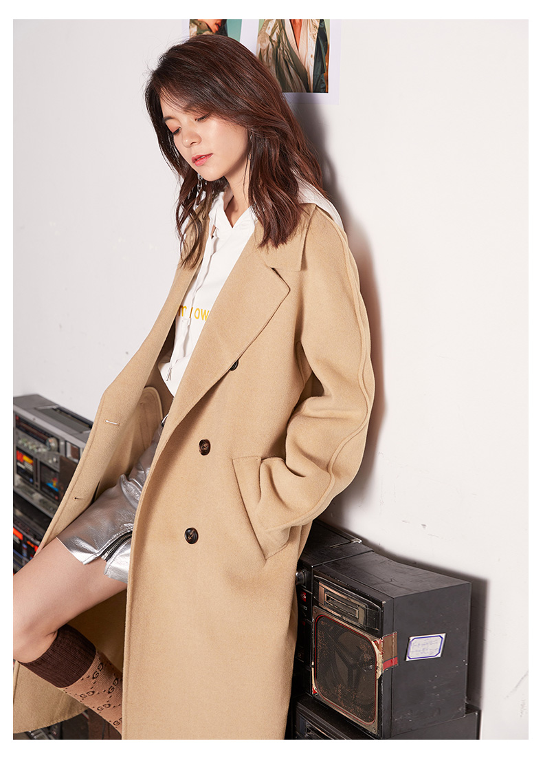 Quần áo Tiancheng 2018 mùa đông mới hai mặt áo len cashmere áo khoác len nữ trung áo dài thủy triều áo jacket nữ