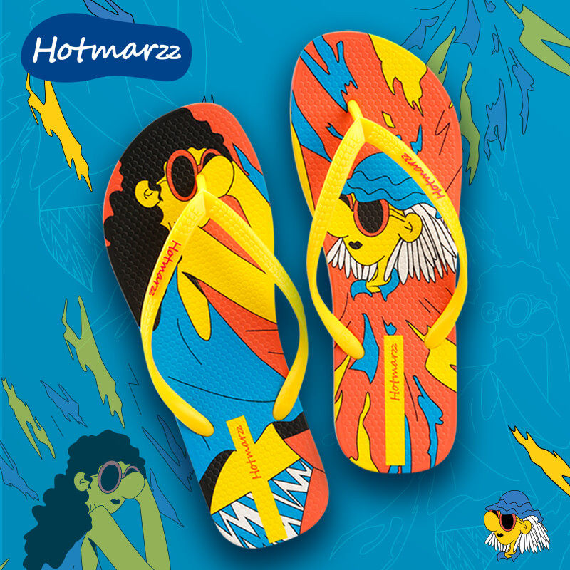 hotmarzz Heima women's new printed flip flops slippers non-slip casual sandals and slippers cartoon flip flops