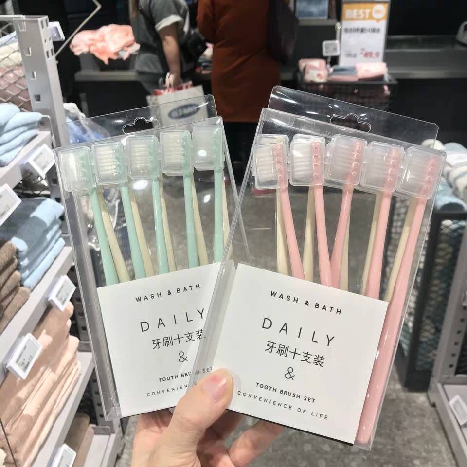 Japan No Inprint Tongan Internet Red Toothbrush Adult Upscale Small Head Soft Hair Family Universal Portable Travel Kit Japan