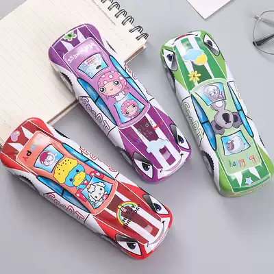 Cartoon car stationery box creative double-layer small storage box pupils pencil case pencil case School Supplies