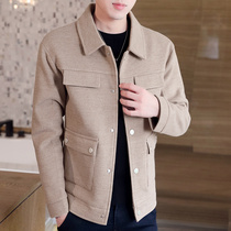 Autumn and winter short windbreaker mens coat mens Korean version of the trend handsome slim mens jacket youth outerwear trend