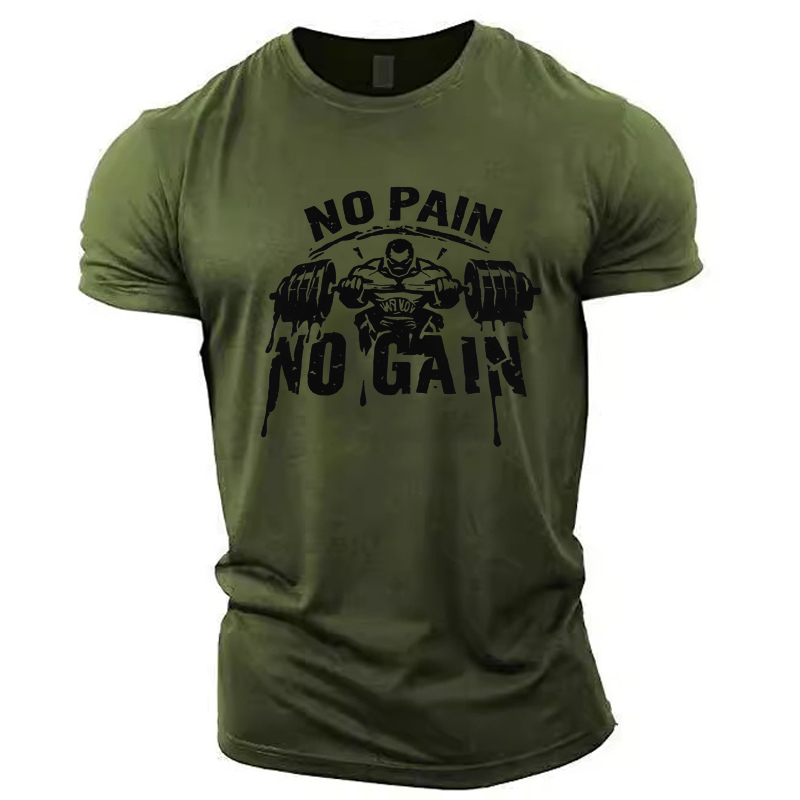 Aliexpress Amazon 2025 Summer New Men's Fitness Sports T-Shirt Loose Elastic Round Neck Combed Cotton