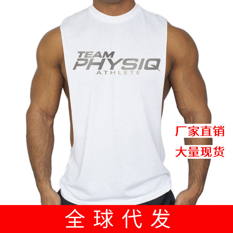 Cross-border Summer New Men's PHYSIQ Brand Fitness Sports Vest Pure Bodybuilding Sleeveless T-shirt