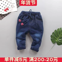 Min Peng nữ bé quần jeans đôi quần mùa thu quần trẻ em mới 0-1-3 tuổi yếm bò cho bé gái