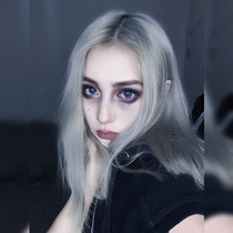 Water dance dark wind wig Female medium long hair Silver gray medium clavicle hair Gothic Lolita full head short straight hair