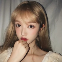 Water dance wig female hair from net red long straight hair cute temperament face repair golden brown air bangs full head cover