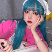 Water Dance Wig Women Fashion Blue Green Long Straight Hair Style Loretta Matt Long Hair New Hair Set Air Liu Hai