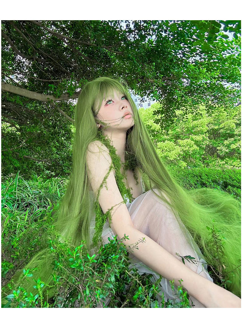 Green Extra-Long 130cm Straight Wig Full Cover - Taobao product photo 8