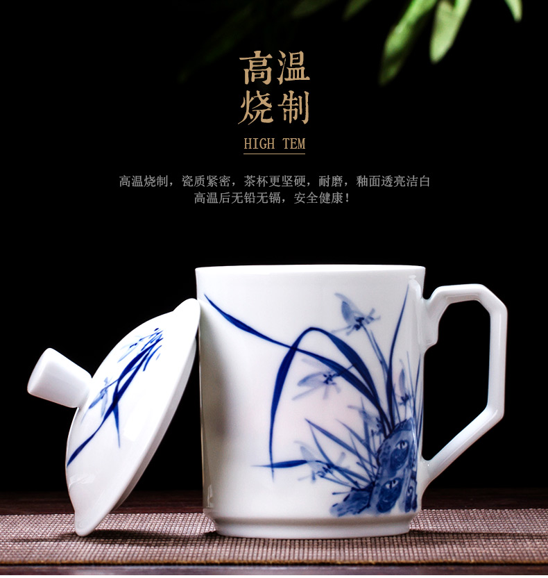 Is rhyme of jingdezhen ceramic cups office boss make tea cup under the hand - made porcelain glaze color double male new cup