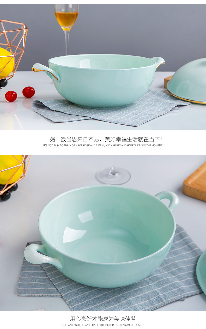 Ipads porcelain ceramic pot big white household ears lead - free soup pot soup bowl with cover in clay pot soup bowl tableware up phnom penh celadon pot