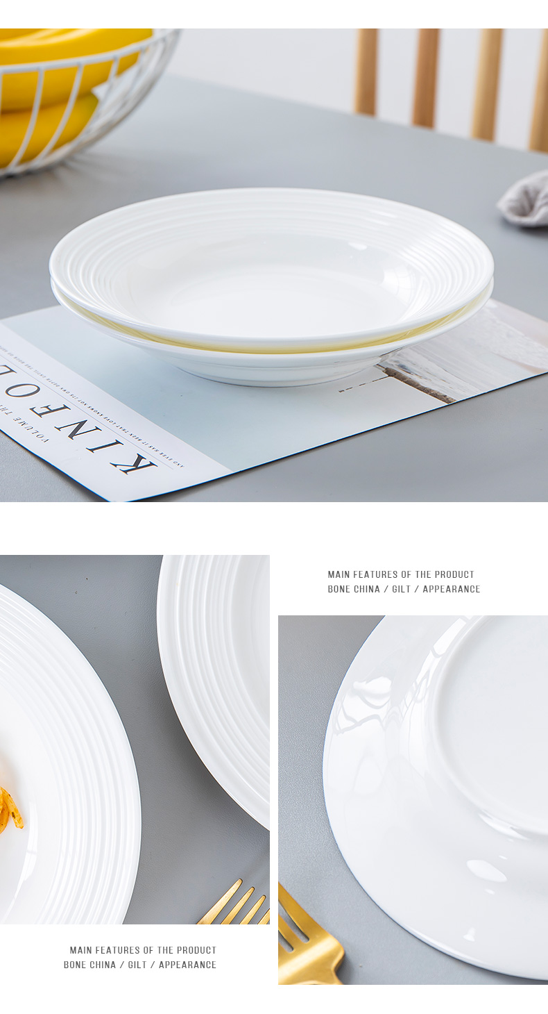 Jingdezhen porcelain ipads contracted household breakfast steak plate western dishes Nordic creative white ceramic dishes