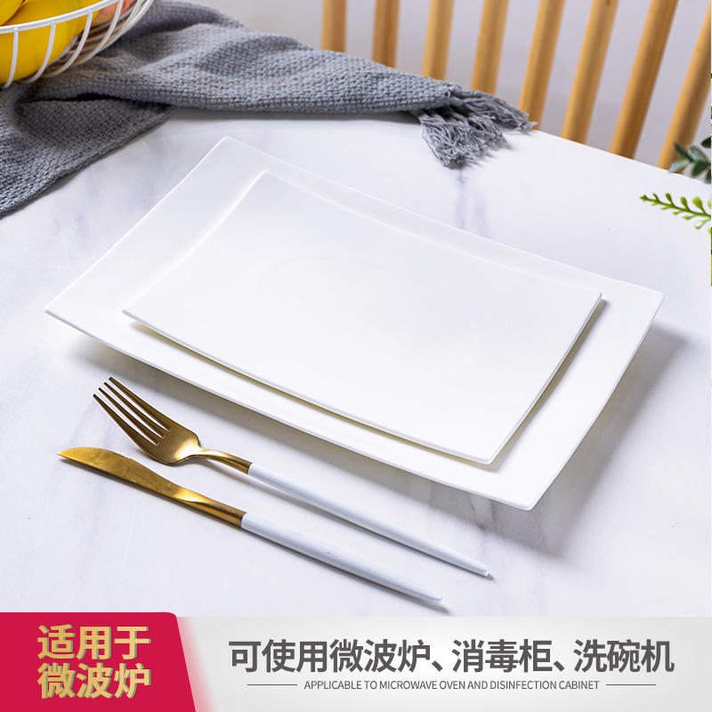 Northern wind ins white ipads China plate plate ceramic tray pastry disc of bread board rectangular beefsteak plate