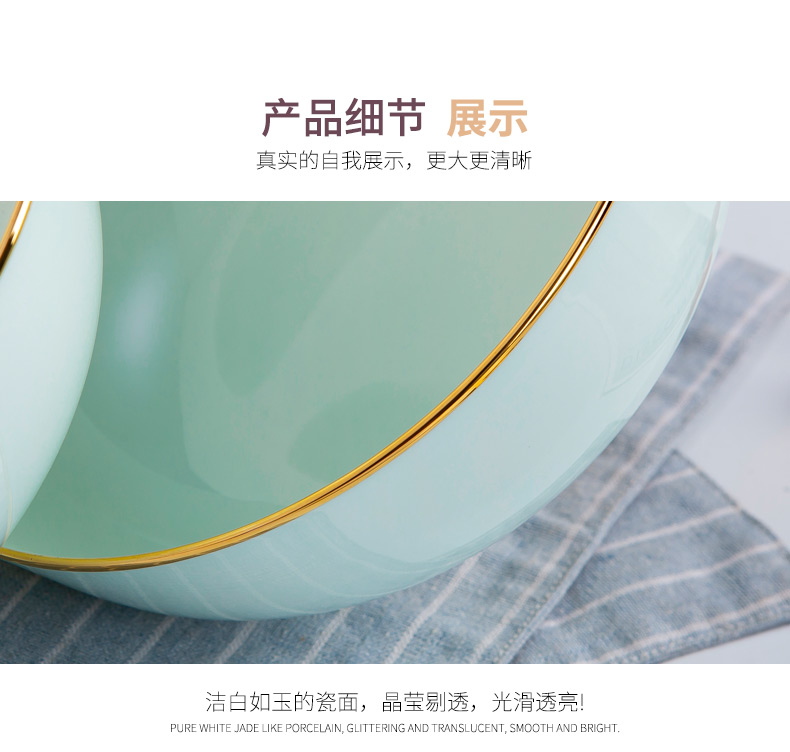 Ipads China jingdezhen ceramic large soup bowl home eight inches rainbow such as bowl basin of Chinese style tableware soup green glaze creative dishes