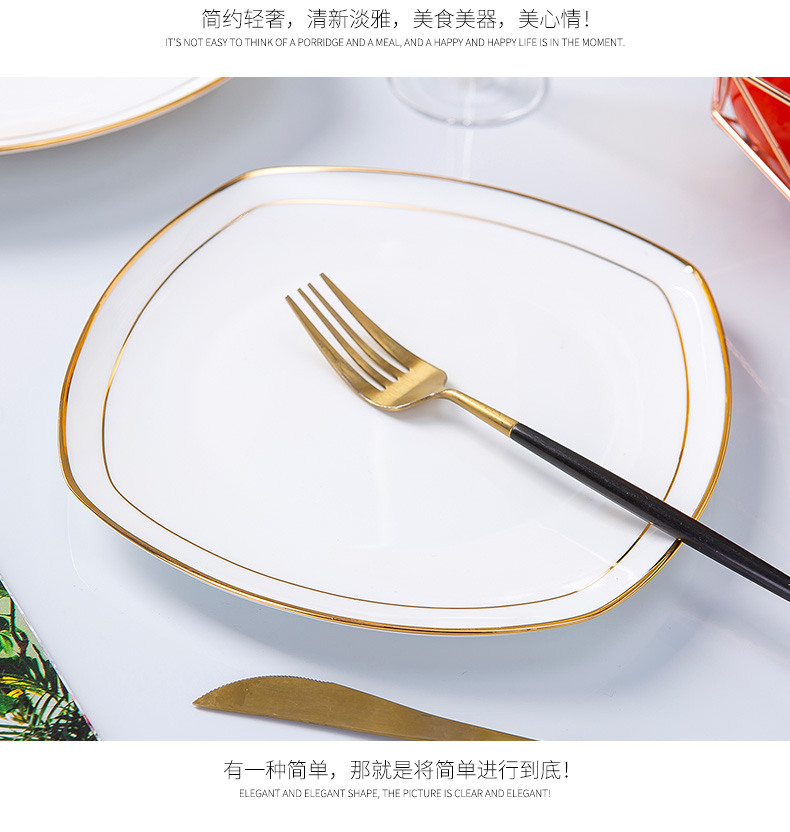 Up Phnom penh son ipads porcelain dish plate household creative jingdezhen ceramic tableware square salad deep dish cooking soup plate