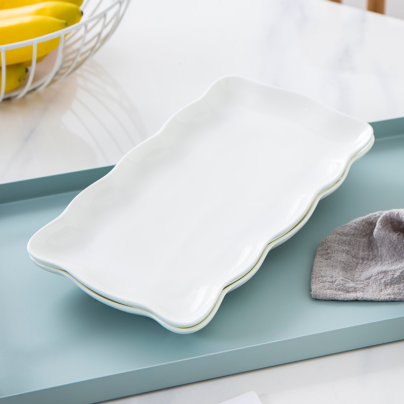 Jingdezhen white ipads China tableware shell plate special - shaped ceramic fish plate rectangular sushi plate plate creative lace