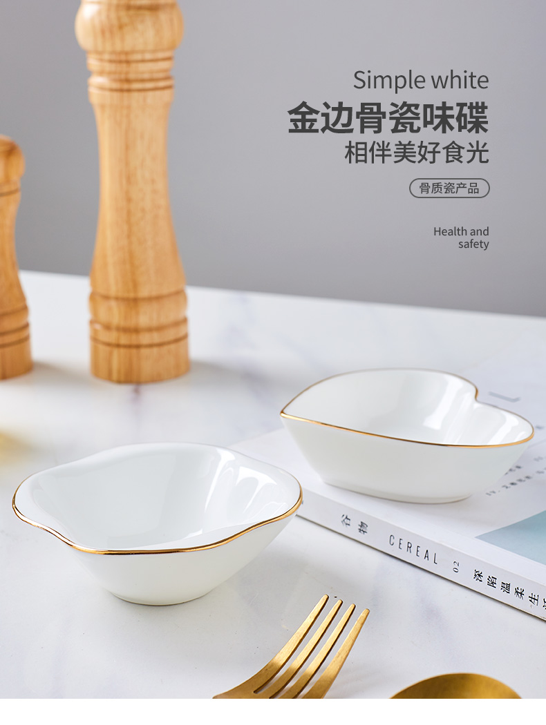 Jingdezhen ceramic small sauce up phnom penh dish creative lovely heart - shaped fruit vinegar dish of soy sauce dish of ceramic tableware home flavor dishes