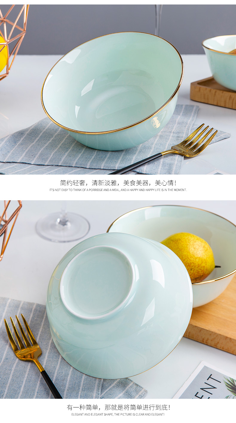 Jingdezhen celadon rainbow such as bowl bowl manual creative the see colour of household ceramic bowl 6 inches soup bowl Jingdezhen ipads China