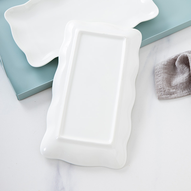 Jingdezhen white ipads China tableware shell plate special - shaped ceramic fish plate rectangular sushi plate plate creative lace