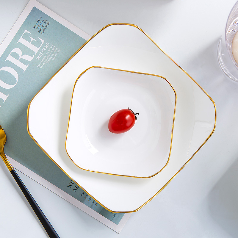 Jingdezhen ceramic dishes taste Chinese style dish of creative household Jin Bianpan plate ipads porcelain tableware anise deep soup plate