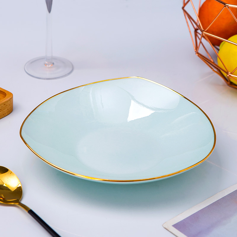 Jingdezhen ceramic tableware ceramic creative household abnormity deep dish celadon up phnom penh dish salad triangle plate