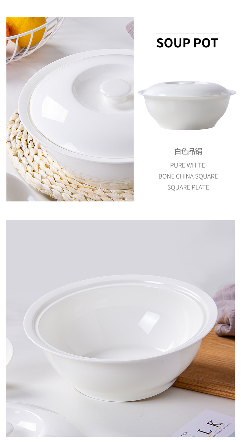 Jingdezhen ceramic with cover large soup bowl Chinese style household goods pot soup pot soup bowl can microwave ceramics tableware